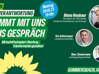 Tourstart in Gummersbach - Grün in Verantwortung - 30.10.23 - mit Mona Neubaur.