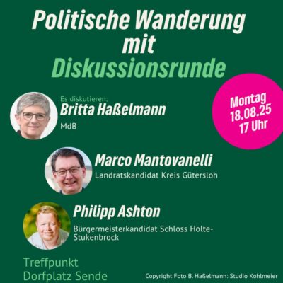 Politische Wanderung in Schloß Holte mit Britta Haßelmann